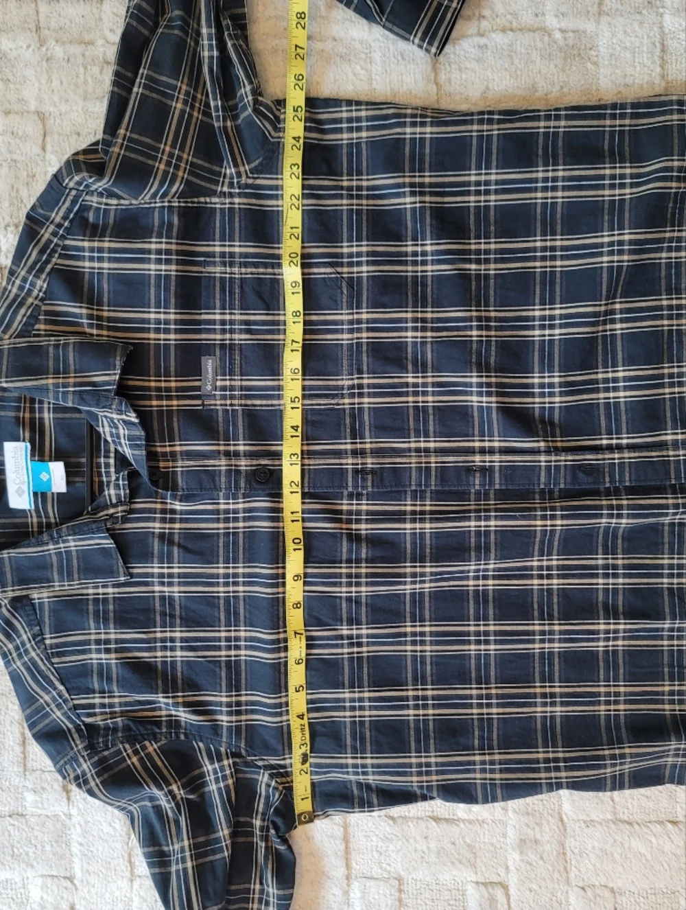 COLUMBIA Long Sleeve Button Down Plaid Shirt Charcoal Tan Men's Size XL